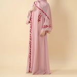 Load image into Gallery viewer, Elegant Crew Neck Long Sleeve Chiffon Abaya Dress with Matching Headscarf (AA230)