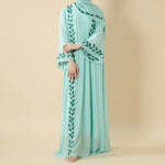 Load image into Gallery viewer, Elegant Crew Neck Long Sleeve Chiffon Abaya Dress with Matching Headscarf (AA230)