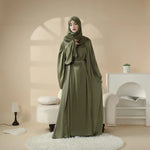 Load image into Gallery viewer, Satin Abaya With Matching Belt Made Of Diamond Tassel (ABA010)
