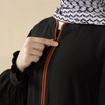 Load image into Gallery viewer, Modest Pullover Abaya with Palestinian Embroidery, Elegant Ruffled Cuff Maxi Dress (AA141)