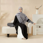 Load image into Gallery viewer, Elegant Black & White Palestinian Style Abaya with Matching Keffiyeh Hijab