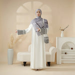 Load image into Gallery viewer, Elegant Black & White Palestinian Style Abaya with Matching Keffiyeh Hijab