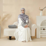 Load image into Gallery viewer, Elegant Black & White Palestinian Style Abaya with Matching Keffiyeh Hijab