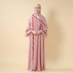 Load image into Gallery viewer, Elegant Crew Neck Long Sleeve Chiffon Abaya Dress with Matching Headscarf (AA230)