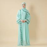 Load image into Gallery viewer, Elegant Crew Neck Long Sleeve Chiffon Abaya Dress with Matching Headscarf (AA230)