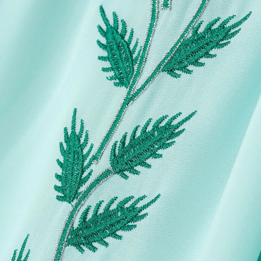 Elegant Crew Neck Long Sleeve Chiffon Abaya Dress with Matching Headscarf (AA230)