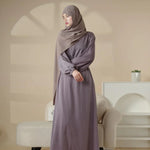 Load image into Gallery viewer, Puff Sleeve Satin Abaya with Pockets 2-Piece Set (AA031)
