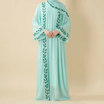 Load image into Gallery viewer, Elegant Crew Neck Long Sleeve Chiffon Abaya Dress with Matching Headscarf (AA230)