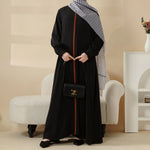Load image into Gallery viewer, Modest Pullover Abaya with Palestinian Embroidery, Elegant Ruffled Cuff Maxi Dress (AA141)

