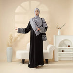 Load image into Gallery viewer, Elegant Black &amp; White Palestinian Style Abaya with Matching Keffiyeh Hijab
