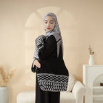 Load image into Gallery viewer, Elegant Black &amp; White Palestinian Style Abaya with Matching Keffiyeh Hijab